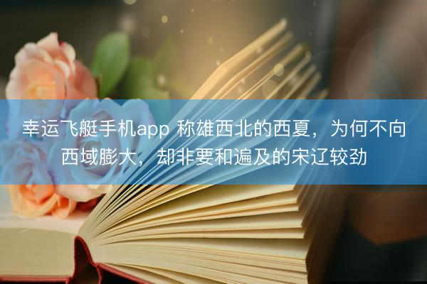 幸运飞艇手机app 称雄西北的西夏，为何不向西域膨大，却非要和遍及的宋辽较劲